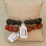 Free People Red and Black Stone Boho Bracelet Set NWT Photo 1
