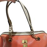 Anne Klein Satchel Bag Womens Coral Cream Quilted Chain Shoulder Purse Padlock Photo 8