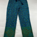 Sundance Turquoise Print Lightweight Cotton Slim Leg Cargo Lounge Pant S Photo 0