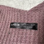 SheIn Pink Foldover Asymmetrical Neck Waffle Knit Bodysuit Photo 10