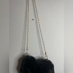 Fuzzy Black Heart Shaped Faux Fur Crossbody Chain Bag Fashion Purse NWOT 9” Wide Photo 3