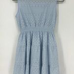 Velzera Mini Dress Light Blue Floral Embroidered Sleeveless Lined Size S Photo 0