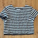 EXPRESS  Black and White Striped Top Photo 0