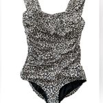ALBION FIT Albion Savannah One Piece Leopard Animal Print Swimsuit White Tan Size Medium Photo 4