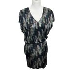 Saloni Printed Jersey Mini Dress Women’s Size 2 Black Multicolor V Neck Photo 1