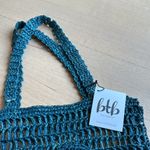 BTB Beyond the Beach LOS ANGELES woven raffia Heart Beach Tote Bag Blue Photo 2