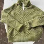 Caslon NWT  x Nordstrom Sage Green Chunky Diamond Knit Turtleneck Sweater Large Photo 1