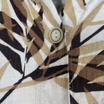 JM Collection  100% LINEN TROPICAL‎ PALM TAB LONG SLEEVE BUTTON UP BLOUSE Size 16 Photo 2