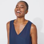 Nautica  Tiered Chiffon Top Navy/White L EUC​ Photo 1