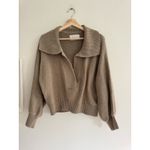 Brochu Walker  Marlowe Taupe Cropped Henley Sweater Size Small Photo 3