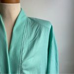Vintage 80s Aqua Dolman Sleeve Lightweight Cotton Jacket Button Pockets Large Photo 2