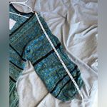 Free People Top Green Blue Luna Scarf Print Balloon Sleeve Boho Tunic L NWT Photo 10