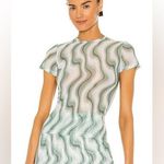 Miaou Womens S Mini Tee Swerve Print Mesh Teal Green Coachella Revolve Photo 0