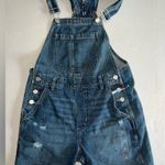 Gap NWT DENIM Women XS Distressed Shortall with Washwell Overalls Shorts Jeans Photo 5