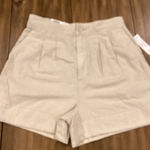 Joie  rainy day beige khaki linen pleated high rise Chino shorts nwt xs Photo 0