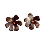 copper gems by Coppercraft Guild copper Flower Floral vintage clip on earrings Photo 4