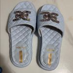 Sam Edelman  Light Blue Quilted Slides with Tortoise Detail Photo 6
