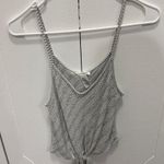 Caution to the Wind  Grey and White Tie Tank Top Photo 0