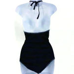 Apt. 9  Black Halter‎ Embroidered Bathing Suit Size S Photo 1