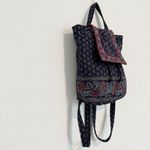 Vera Bradley  100% Cotton Drawstring Backpack Purse Bag Pocket Travel Blue Red Photo 12