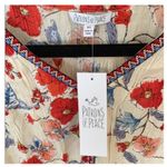 Patrons of Peace Tank Top Womens XS Cream Floral Print Ruffle Hem Sleeveless NWT Photo 2