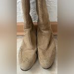 Lulu Guiness tan,suede, embroidered knee boots, leather sole/interior; 40 1/2 Tan Size undefined Photo 1