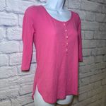 Hollister  Y2k Medium Pink Henley Stretch ButtonUp Top layering preppy Photo 3