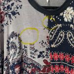 Free People  Pieced With Paisley Tunic Fringe Sweater Top Size M/L Photo 8