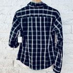 Calvin Klein women's long sleeve button down shirt, black check, adjustable sleeves, size S Photo 3