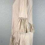 Gretty Zueger Womens Button Ruffle Jacket Top Size Medium Beige Lagenlook Photo 3