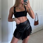 Amazon Faux Leather Ruffle Shorts Photo 2