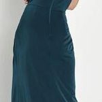 Lulus NWOT  Moments of Beauty Dark Teal Satin Cowl Neck Tulip Maxi Dress Size L Photo 1