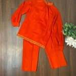 Vintage 2 Piece 60s 70s Retro Orange Tunic & Pants Set Medium Photo 7
