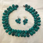 LUC Turquoise Hand Knotted Bidirectional Sterling Silver Necklace and Earrings Green Photo 14
