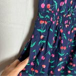 NWT J.Crew Factory Printed Sleeveless Collared Midi Dress Cherry Print Size 12P Blue Photo 6