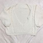 Off white Handmade cable knit deep vneck Cropped sweater size XXL Photo 0