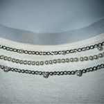 White House | Black Market Warm White Faux Pearl & Chainlink Ruched Top EUC Size S Photo 4