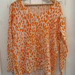 Andthewhy NWT  Orange and Cream Oversized Leopard Sweater S/M Photo 0