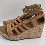 blowfish Malibu Piper Cork Wedge Sandals Tan Woven Gladiator Strappy Women Sz 6 Photo 0