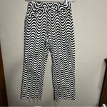 The Ragged Priest  Black and White Wave Psychedelic Groovy Raw Hem Wide Leg Jeans Photo 2