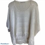 Trina Turk Women's White Anja Fringed Poncho Short Sleeve Sweater SMALL Photo 2