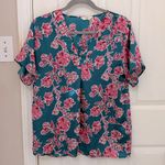 Entro Short Sleeve Silky Floral Blouse Photo 0