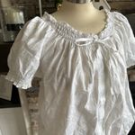 Harvé Benard Harve Benard White Puff Sleeve Blouse with Smocked Ruffled Details Photo 1