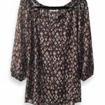 Cato Fashions Black, White, and Brown Patchwork Print blouse Photo 0