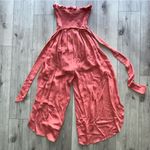 Essue e.ssue Strapless Split Leg Jumpsuit Lace Up Front pink S Photo 2