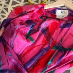 Flora Kung Vintage Silk Jacquard Floral Print Faux Wrap V Neck Midi Dress Pink Size 4 Photo 15