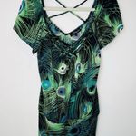 Peacock Colored Shirt With Fitted Bottom Criss Cross Back Top No Size Tag Green Size M Photo 0