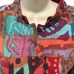 VTG Artsy Boxy Jean Jacket Sz M Colorful Graffiti Print Cotton Pockets Casual Multiple Size M Photo 1