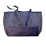 Tommy Hilfiger Tote Bag Navy White Monogram Jacquard Large Shoulder Bag Women Photo 1