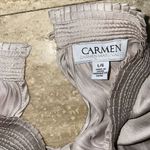Carmen Marc Valvo  Uptownie Lite Blouse Beige with Bell Sleeves‎ Size L Photo 2
